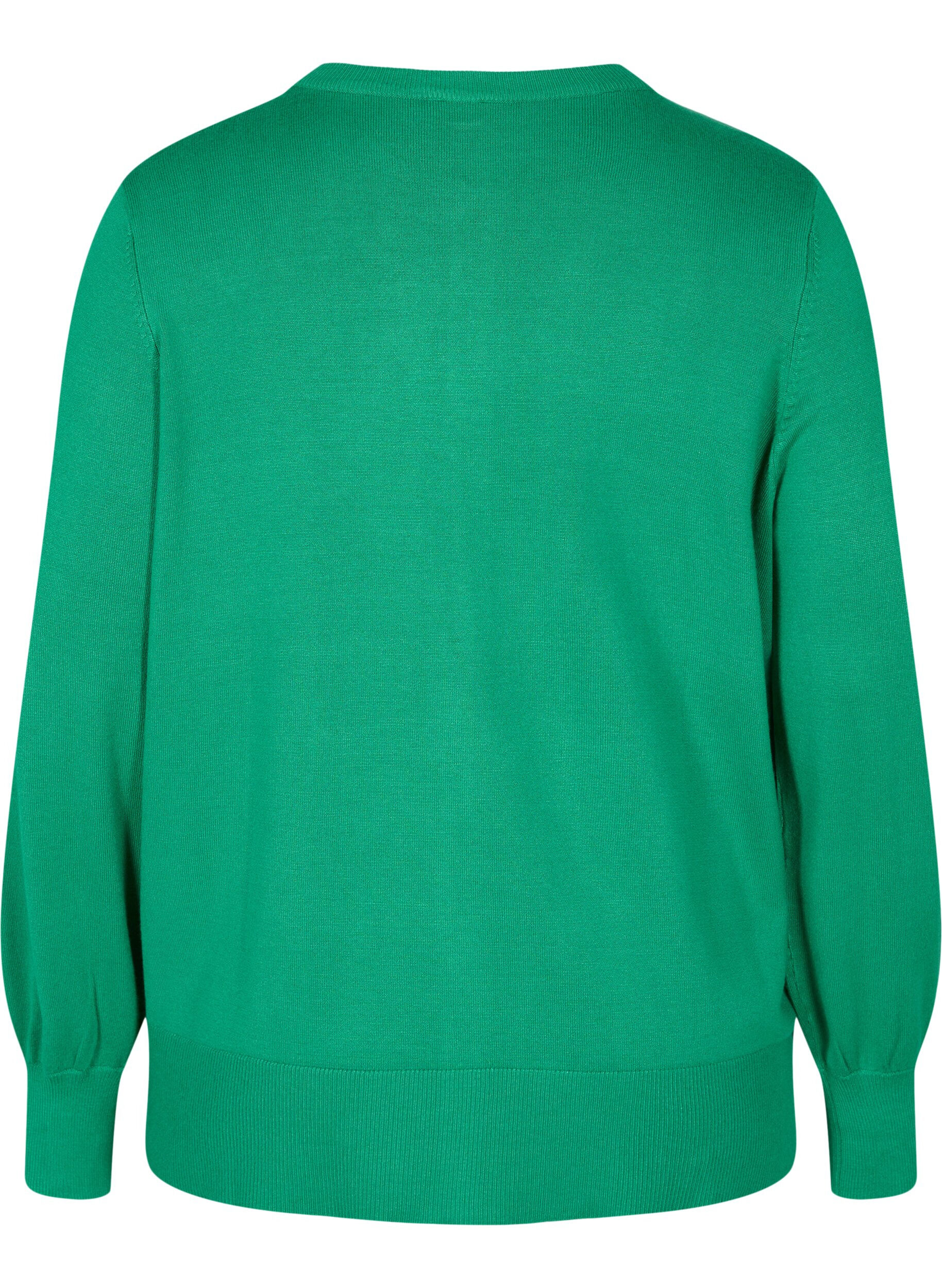 Zizzi Strikket cardigan med knapper i viskosemix, Jolly Green, Packshot image number 1