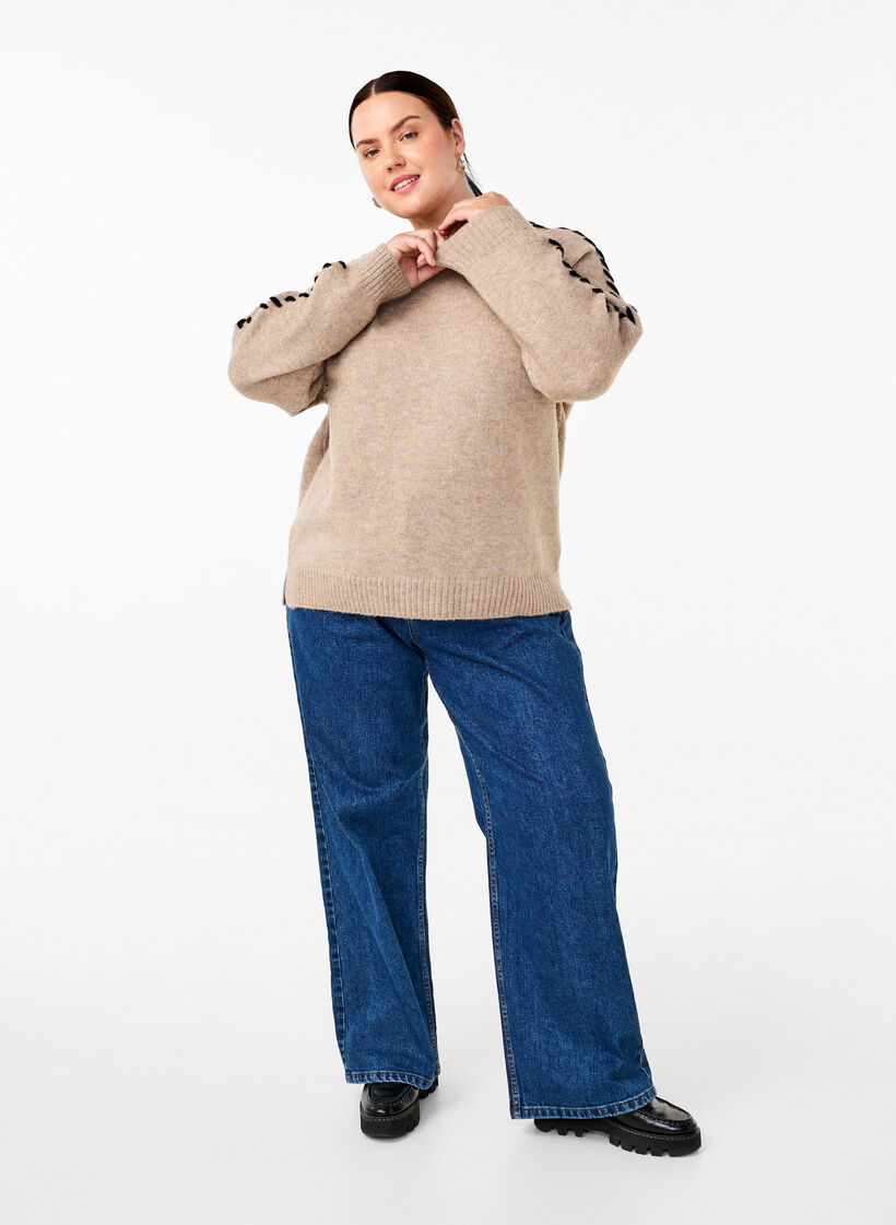 Strikbluse med stikninger, Desert T.Wh.Mel.Comb, Model image number 2