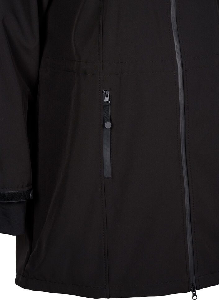 Softshell jakke med aftagelig h&aelig;tte, Sort, Packshot image number 3