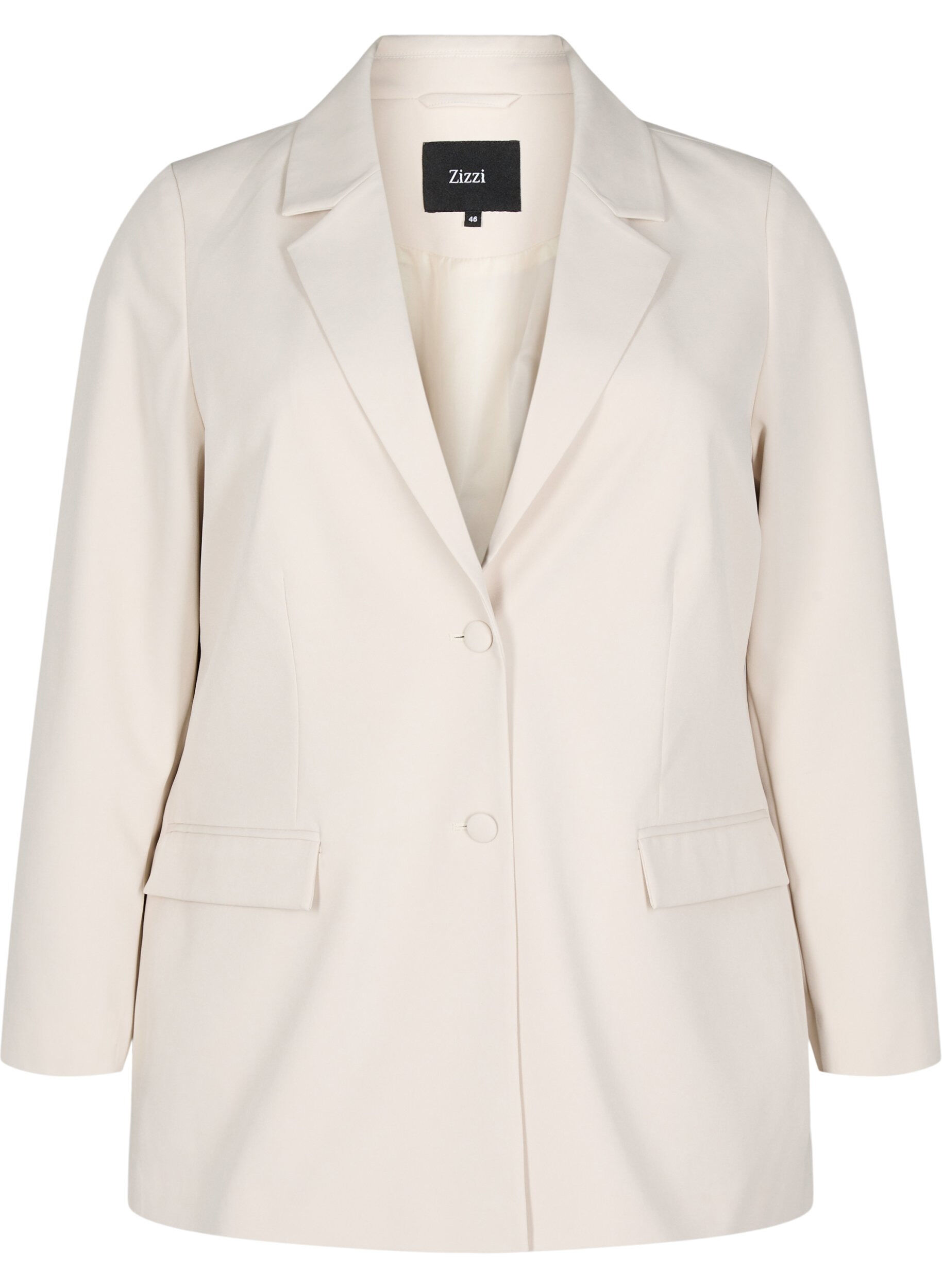 Zizzi Klassisk blazer med knaplukning, Beige, Packshot image number 0