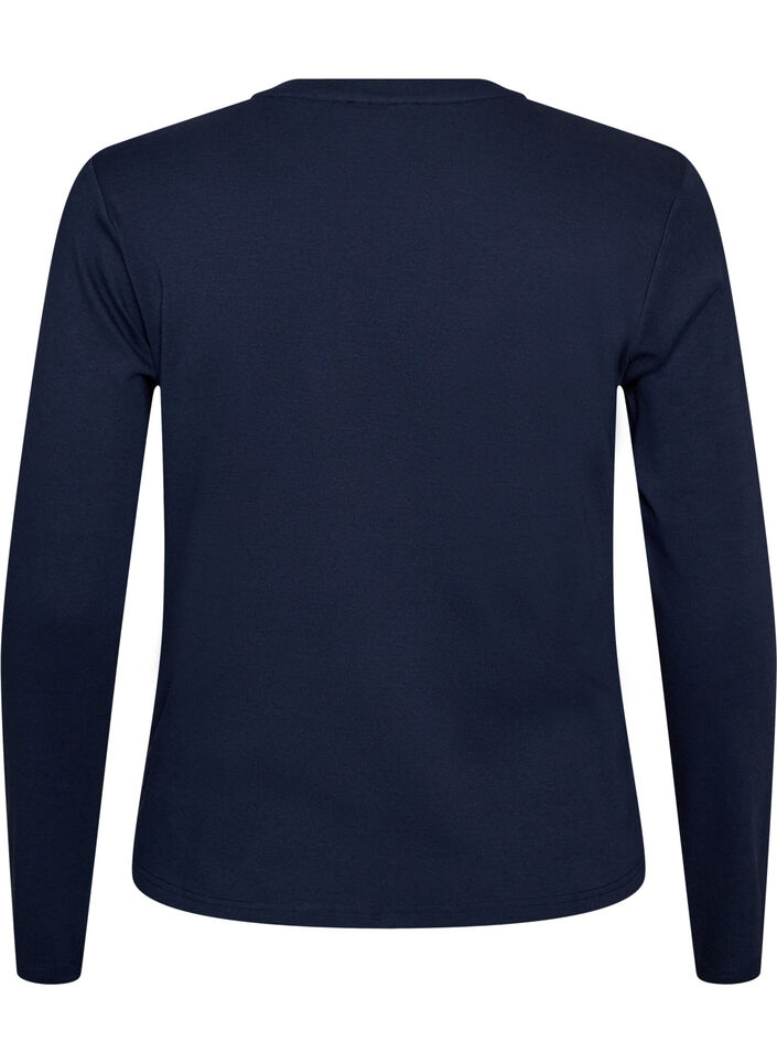 Lang&aelig;rmet basis T-shirt med rund hals, Bl&aring;, Packshot image number 1