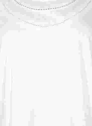 Bomulds t-shirt med blondebånd, Bright White, Packshot image number 2