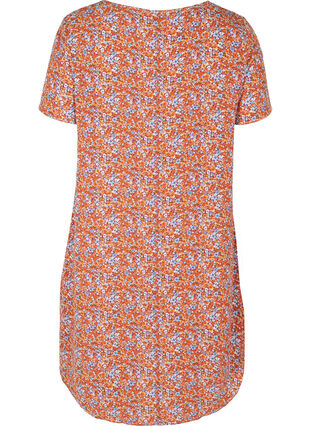 Printet kjole med korte ærmer, Orange Flower AOP, Packshot image number 1