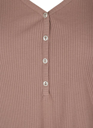 Langærmet bluse i rib med knappedetaljer, Deep Taupe, Packshot image number 2