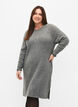 Ribstrikket kjole med slids, Light Grey Melange, Model image number 0