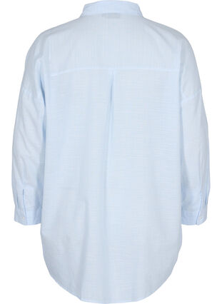 Stribet natskjorte i bomuld, White w. Blue Stripe, Packshot image number 1
