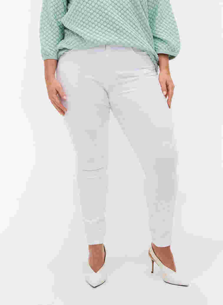 Super slim Amy jeans med høj talje, Bright White, Model image number 3
