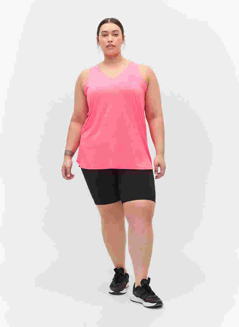 Træningstop med v-udskæring, Neon pink, Model image number 2