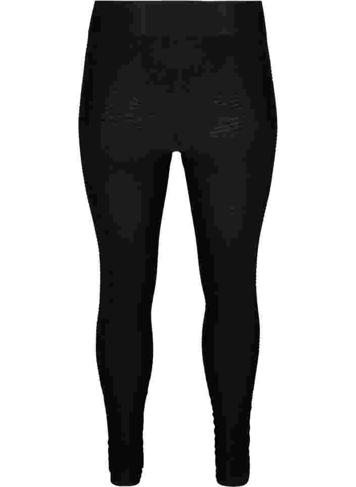 Leggings med struktur og elastik, Black, Packshot image number 1