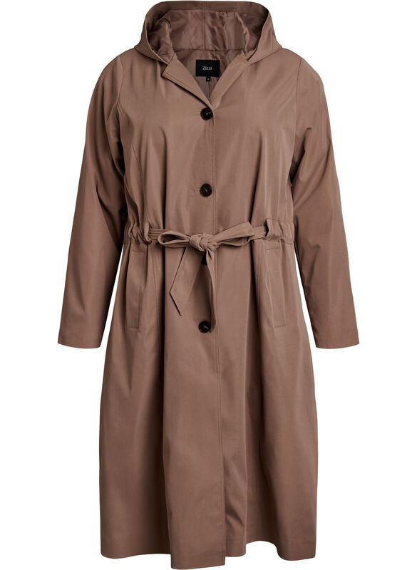 Trenchcoat Med HæTte Og BindebæLte