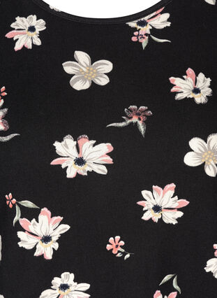 Langærmet bluse i blomsterprint, Black white flower , Packshot image number 2