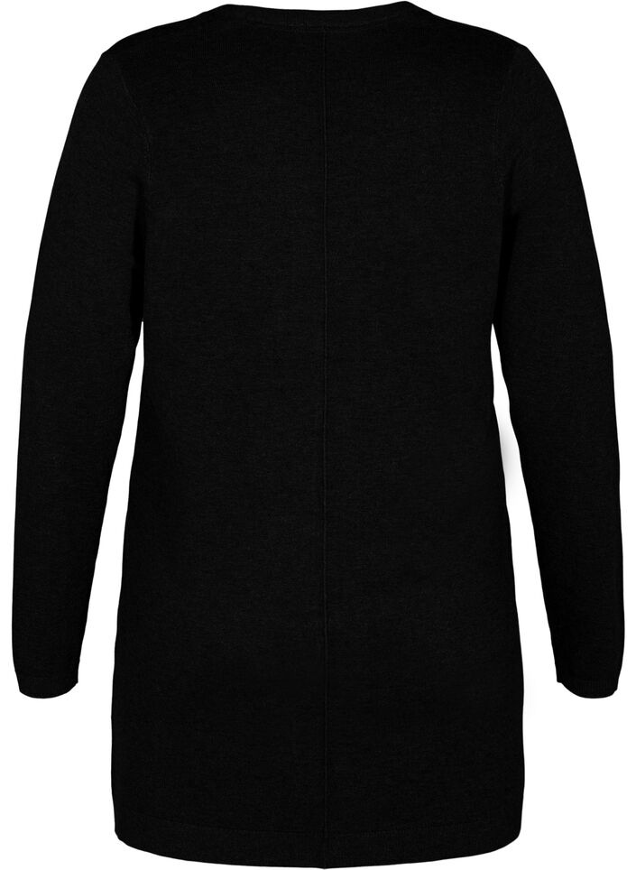 Lang strikcardigan i viskosemix., Sort, Packshot image number 1