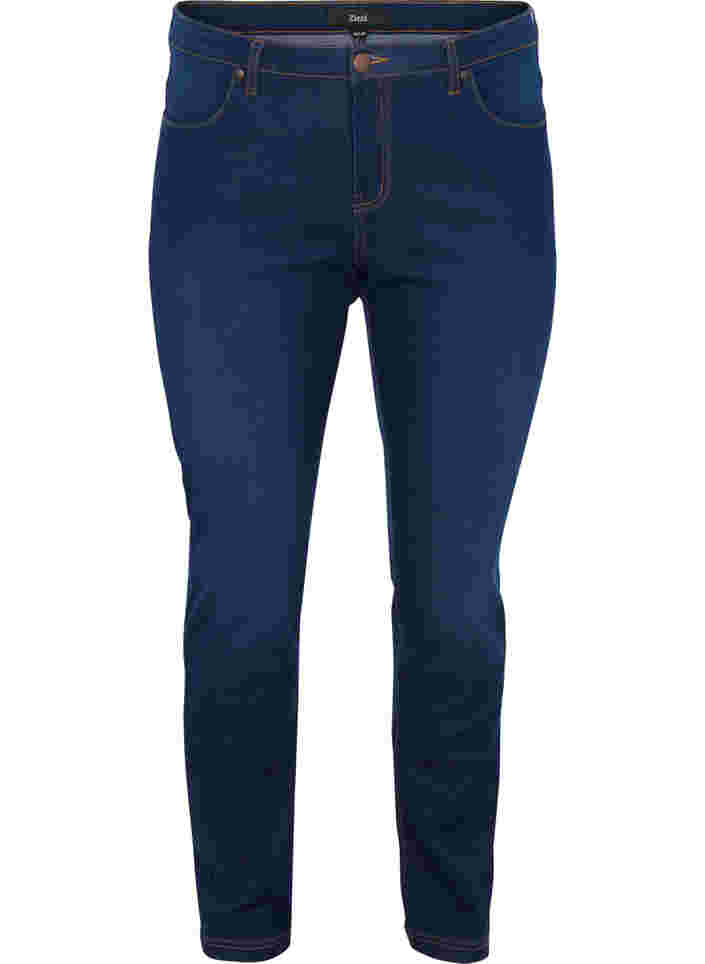 Slim fit Emily jeans med normal talje, Blue denim, Packshot image number 0