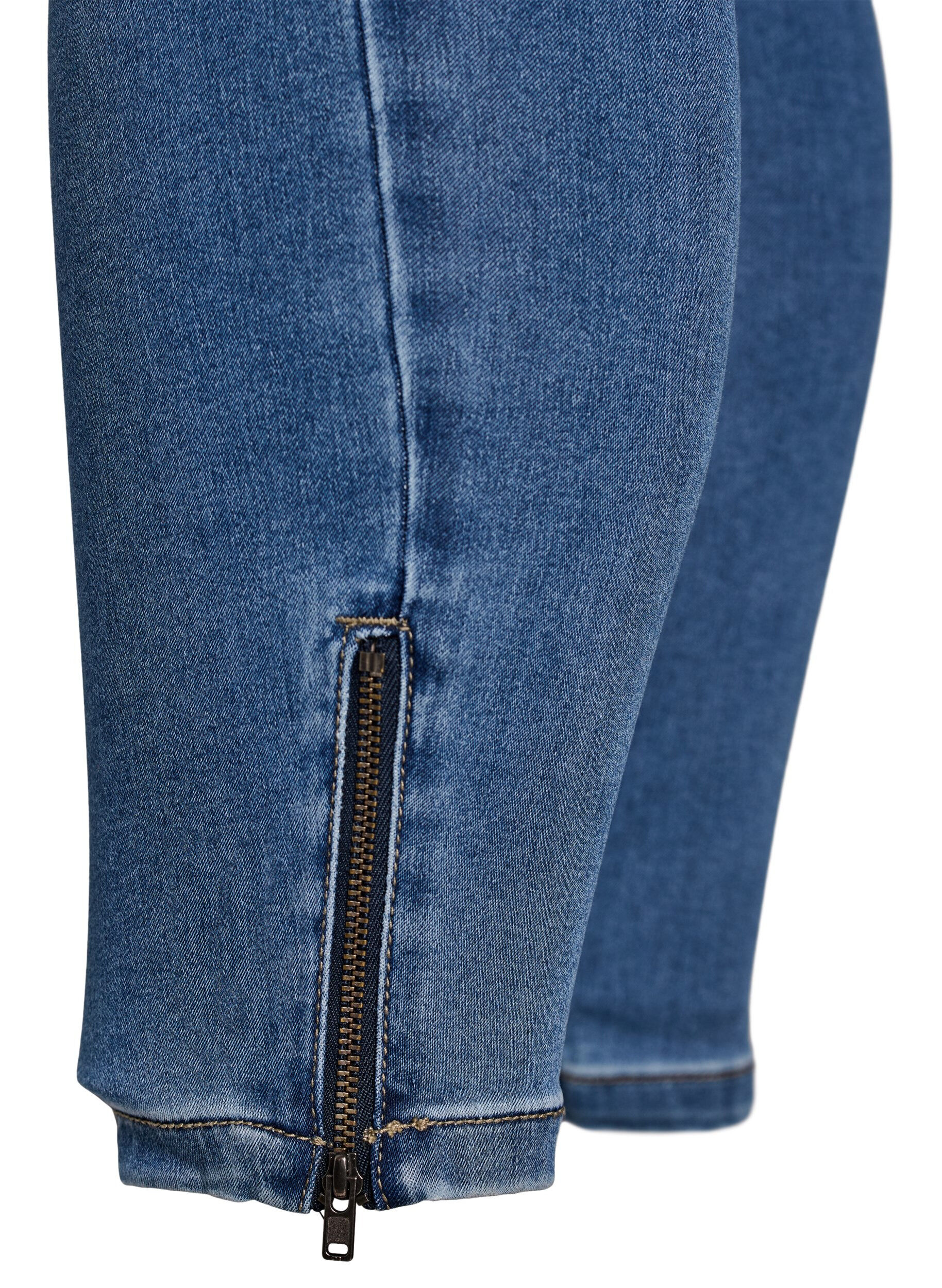 ZizziCropped Amy jeans med lynl&aring;sdetalje, Bl&aring;, Packshot image number 4