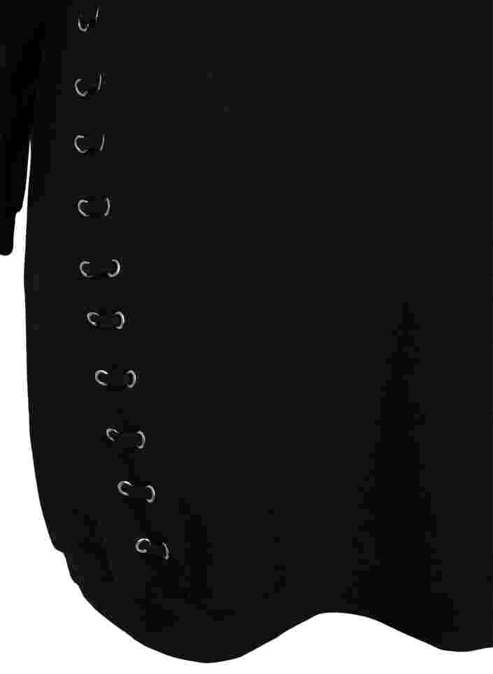 Bomulds sweat tunika med snøredetaljer, Black, Packshot image number 3