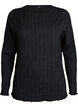 Jerseybluse med b&oslash;lget struktur, Sort, Packshot image number 0