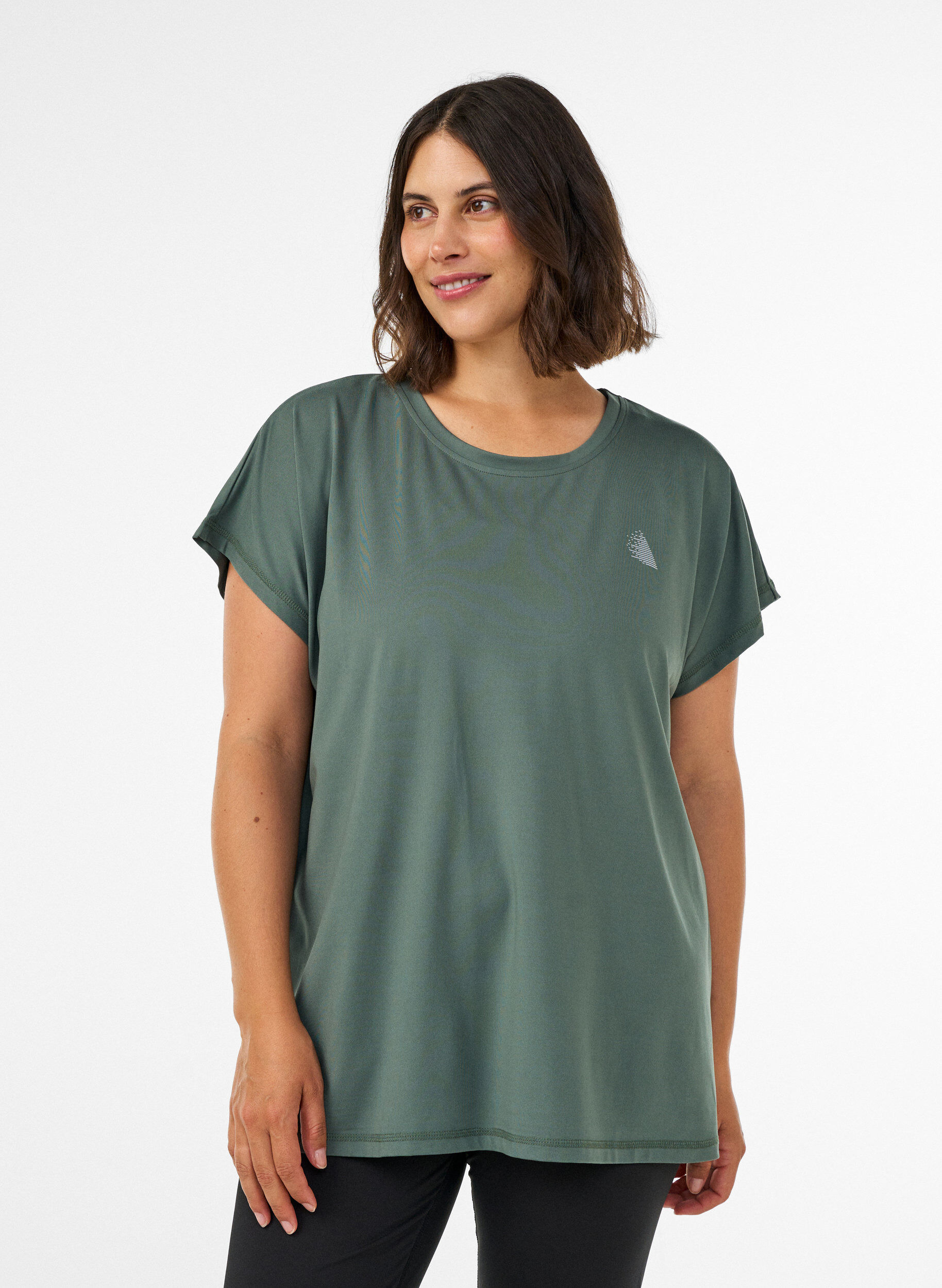 Ensfarvet tr&aelig;nings t-shirt, Gr&oslash;n, Model