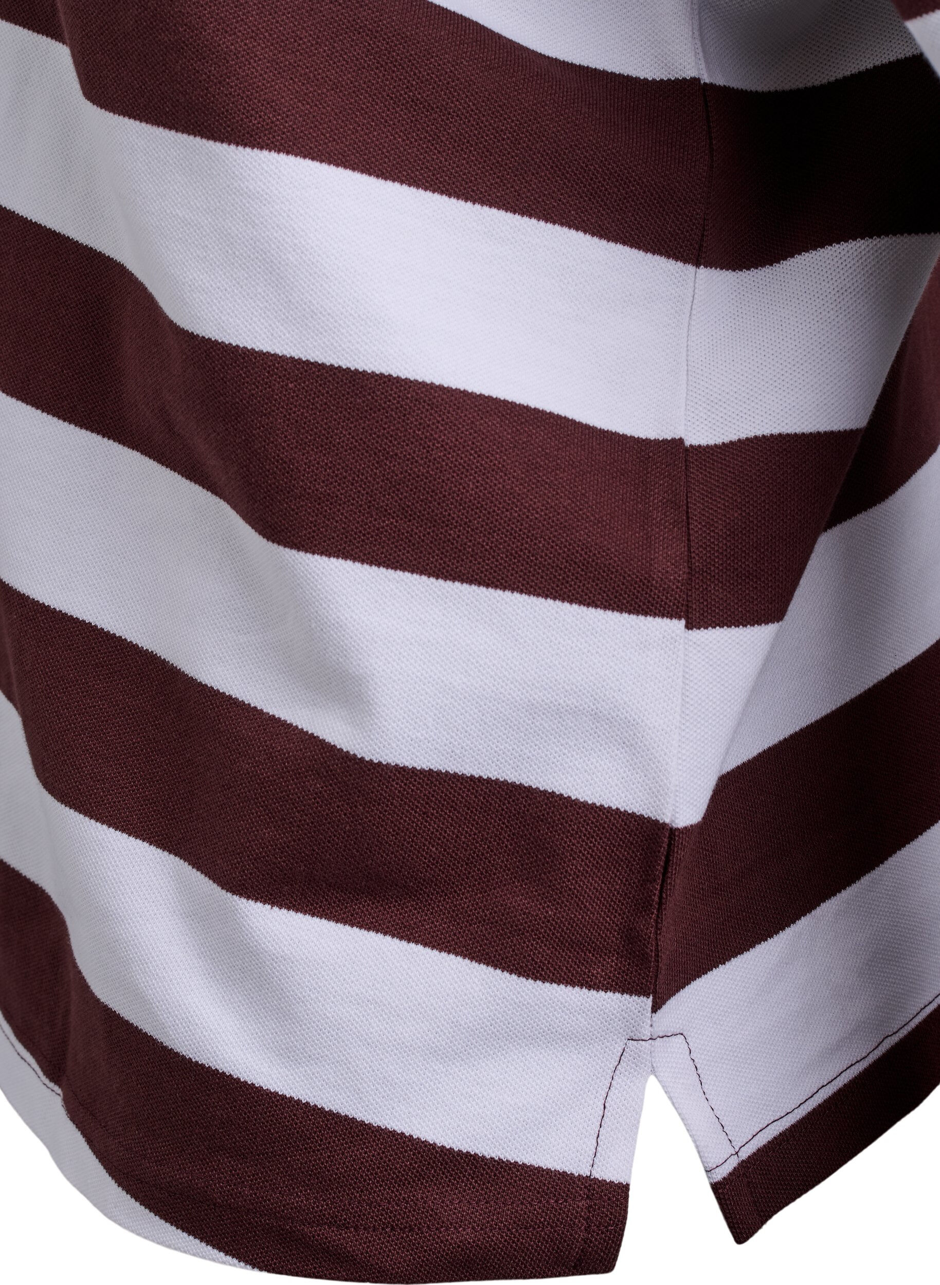 Zizzi Stribet poloshirt med lange &aelig;rmer, M&oslash;rk Bordeaux, Packshot image number 3