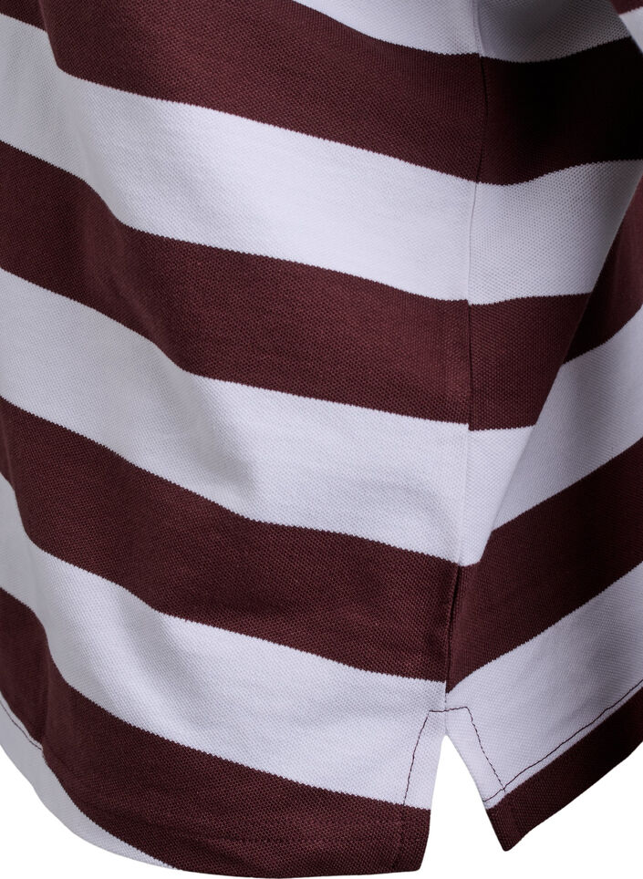 Stribet poloshirt med lange ærmer, Mørk Bordeaux, Packshot image number 3