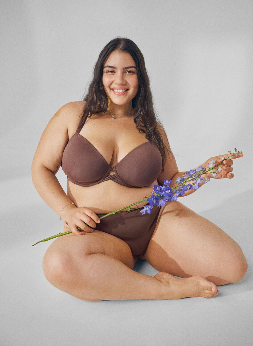 Formstøbt bh med krydsdetalje, Brun, Image image number 0