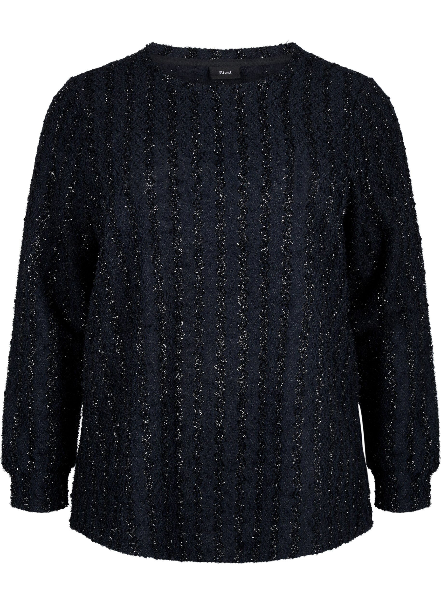 Zizzi Bluse med glimmer struktur , Sort, Packshot image number 0
