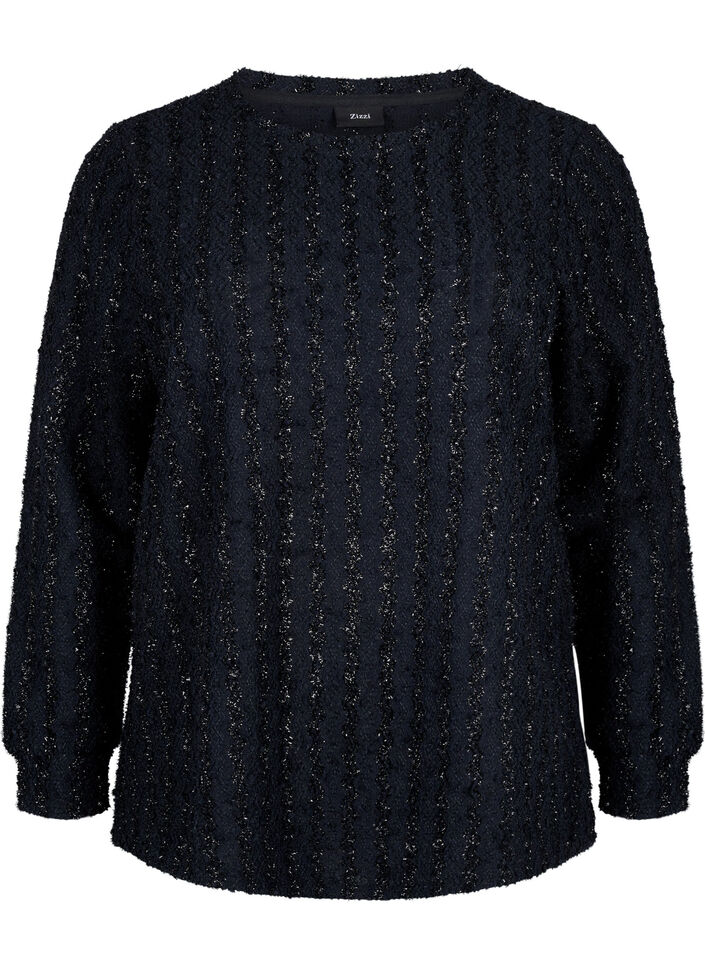 Bluse med glimmer struktur , Sort, Packshot image number 0