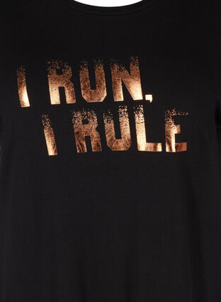Trænings t-shirt i viskosemix med tryk, Black I Run, Packshot image number 2