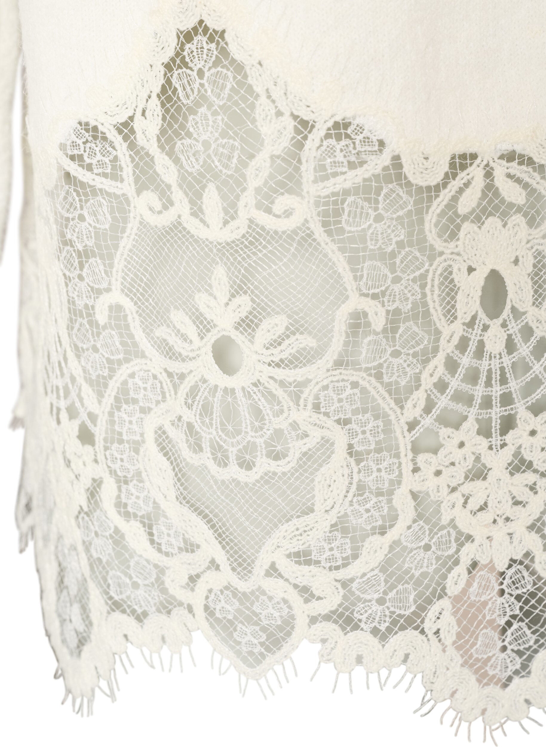 ZizziStrikbluse med raglan&aelig;rmer og bred blondekant, Beige, Packshot image number 4