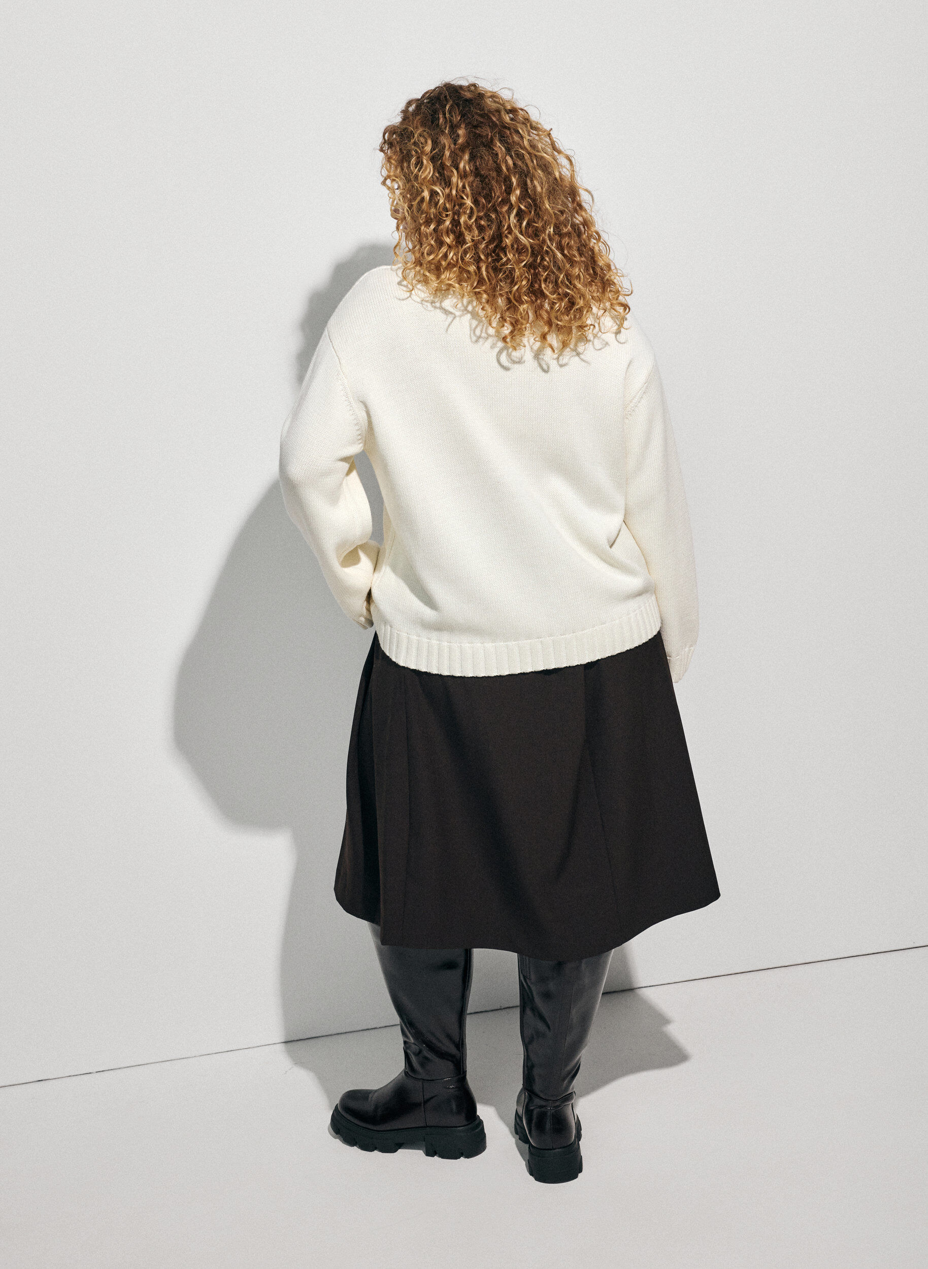 ZizziStrikbluse med kabelstrikket m&oslash;nster, Vanilla, Model image number 2