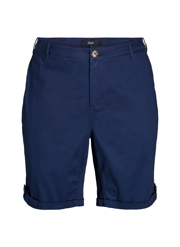 Chino shorts med lommer, Blå, Packshot image number 0