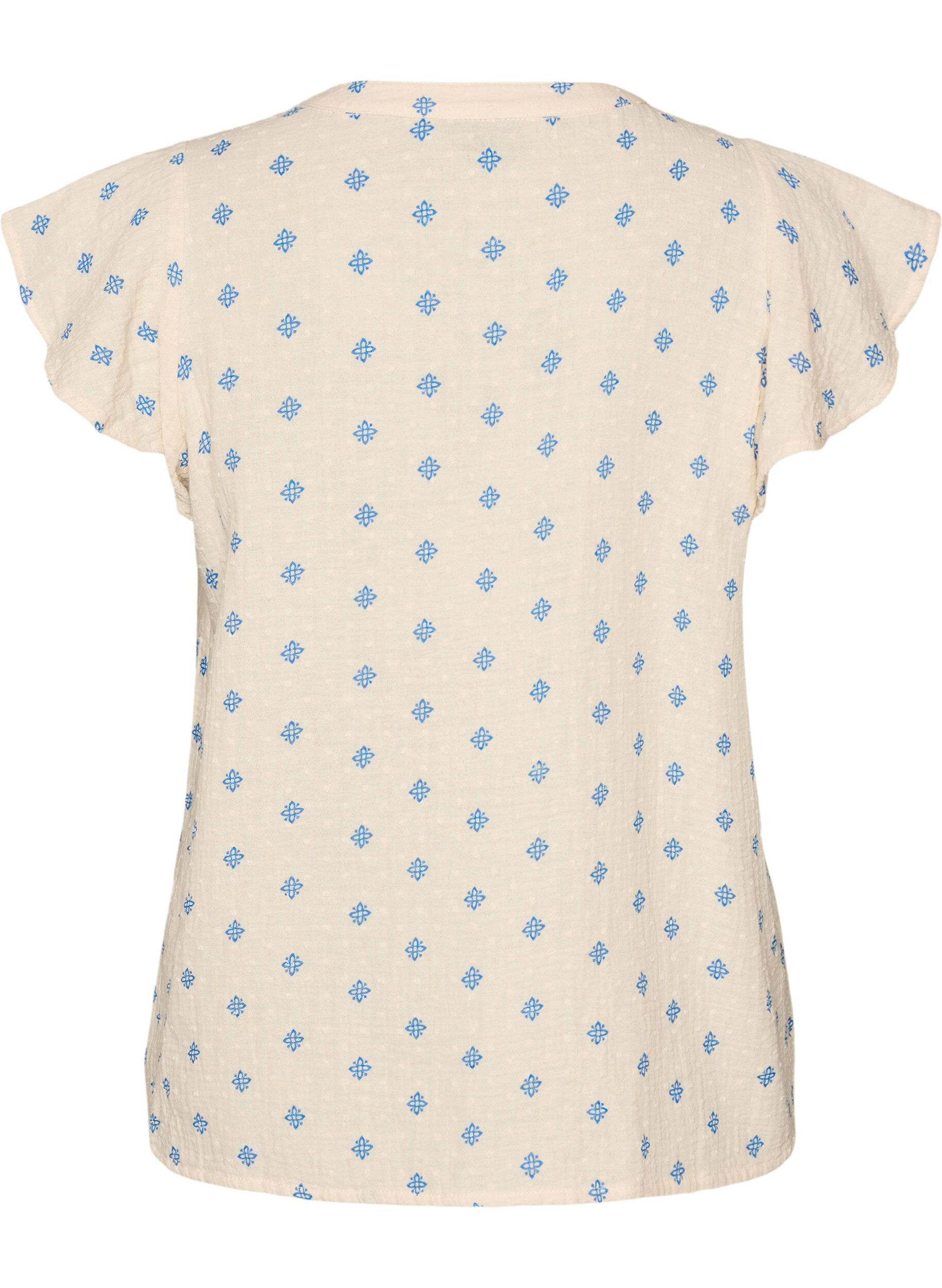 Zizzi&AElig;rmel&oslash;s bluse med crochetb&aring;nd og fl&aelig;sedetalje, Beige, Packshot image number 1