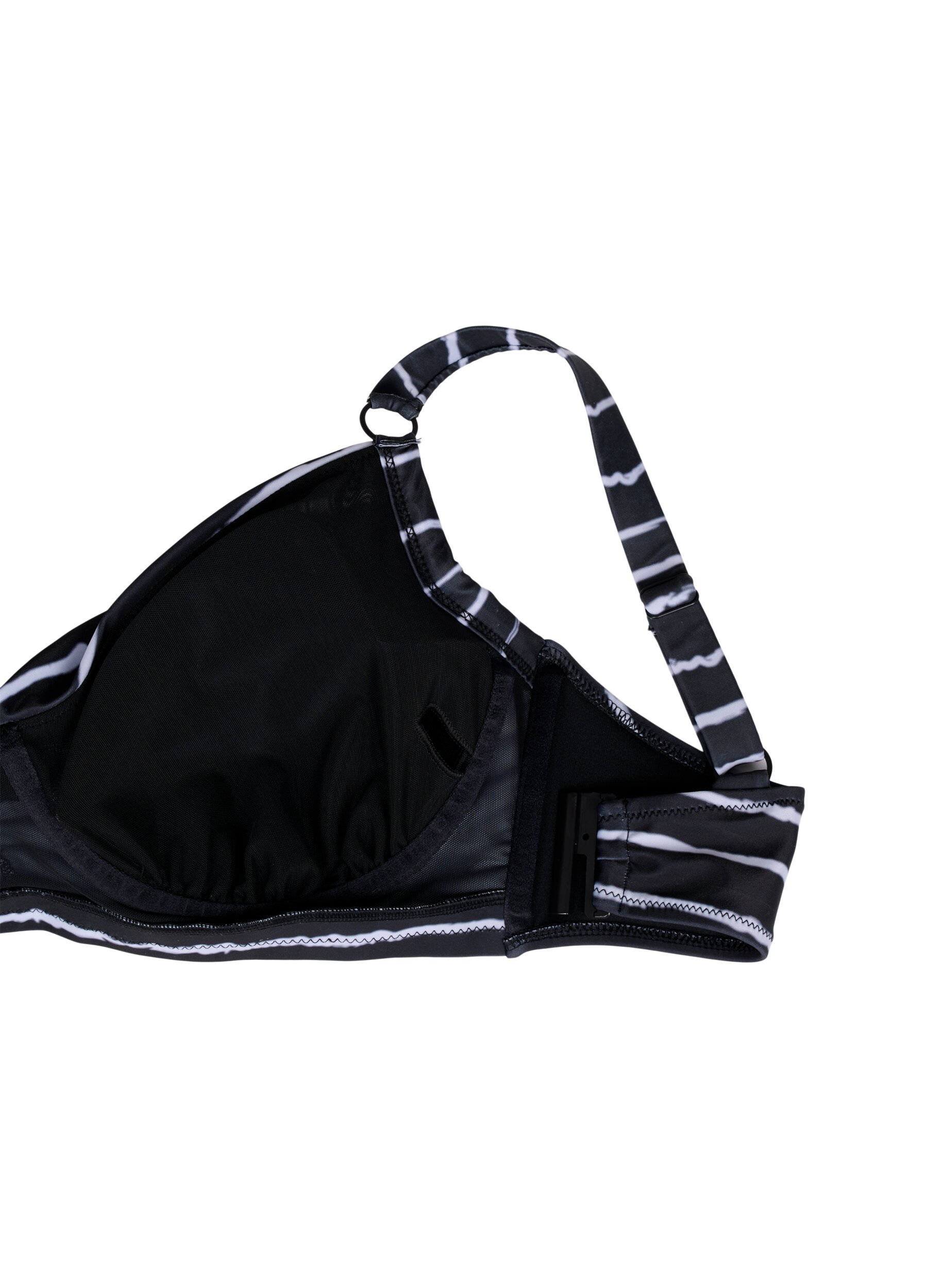 Zizzi Printet bikini bh med b&oslash;jle, Black White Stripe, Packshot image number 3