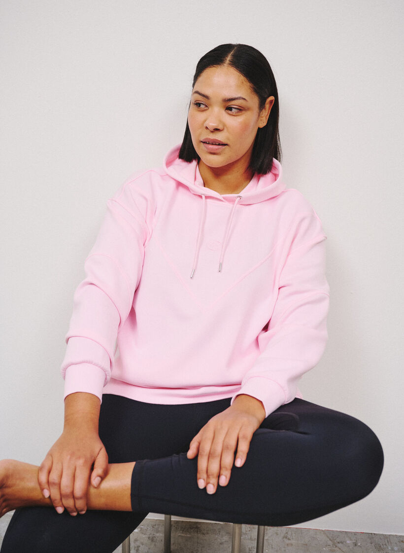 Sporty h&aelig;ttetr&oslash;je i scuba-kvalitet med dekorative syninger, Lyser&oslash;d, Image image number 0