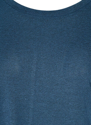 Ensfarvet bluse med lange ærmer, Dark Blue, Packshot image number 2