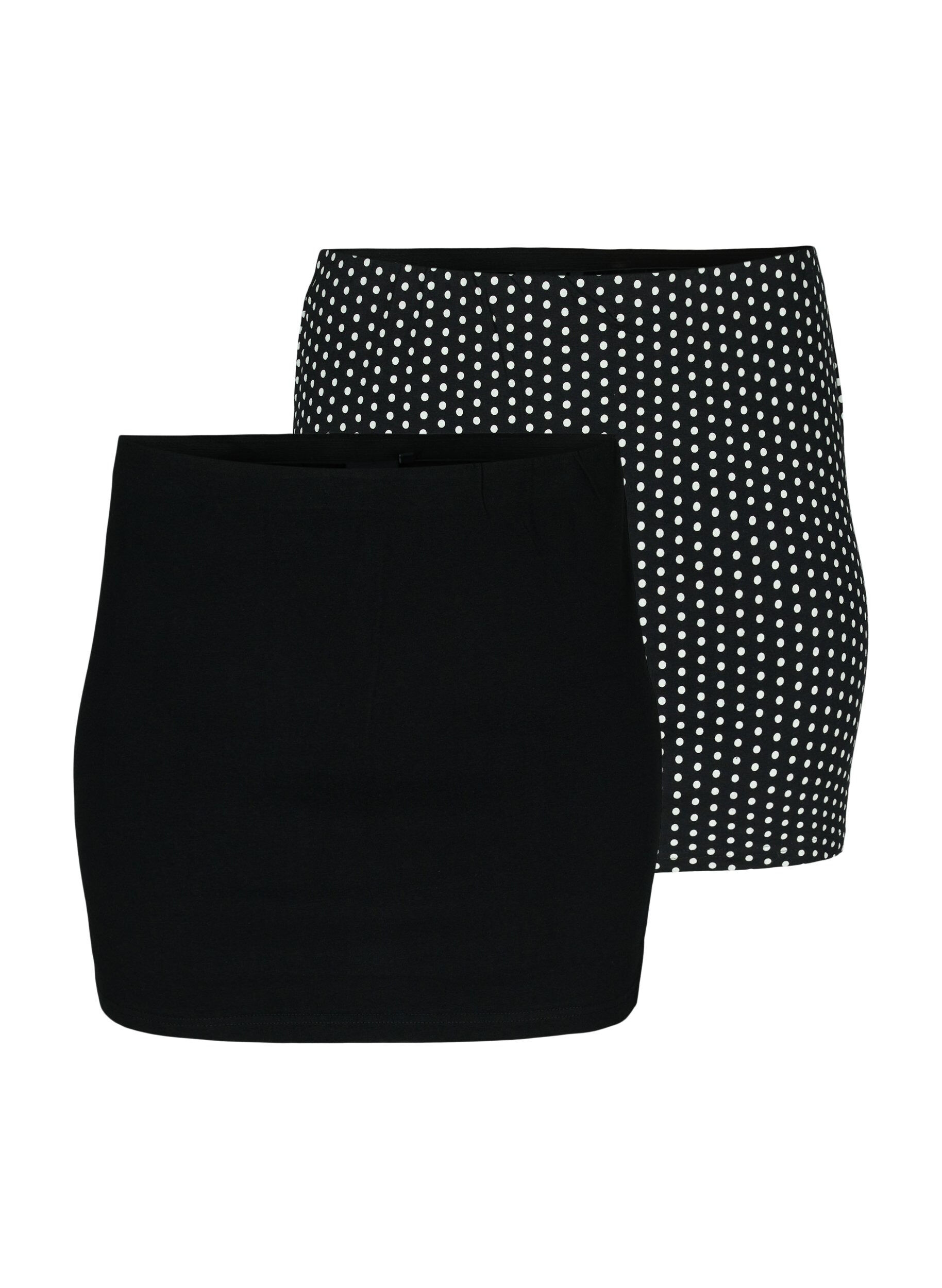 Zizzi 2-pak toppe forl&aelig;nger, Black/Black Dot, Packshot image number 0