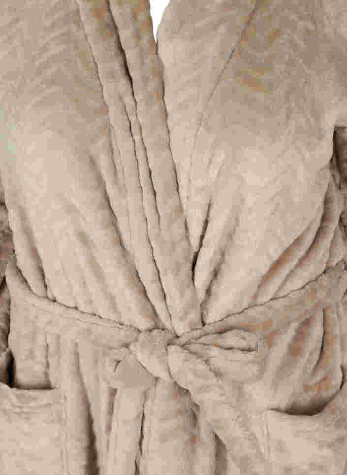 Kort mønstret morgenkåbe med lommer, Cuban Sand, Packshot image number 2