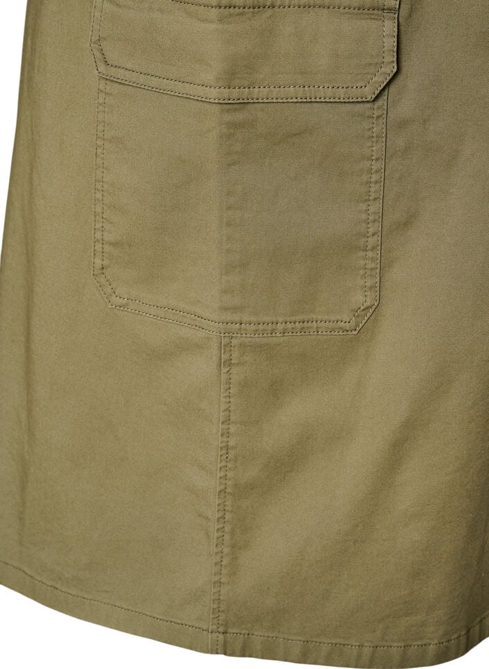 Cargo nederdel i bomuld med slids bagp&aring;, Gr&oslash;n, Packshot image number 3