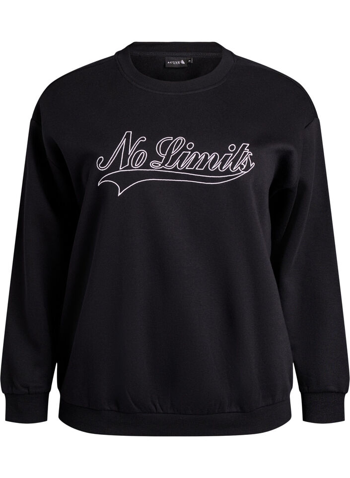 Sweatshirt med statement-detalje, Sort, Packshot image number 0
