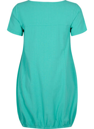 Kortærmet kjole i bomuld, Aqua Green, Packshot image number 1