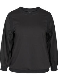 Sweatshirt med lange ærmer og ribkanter, Black
