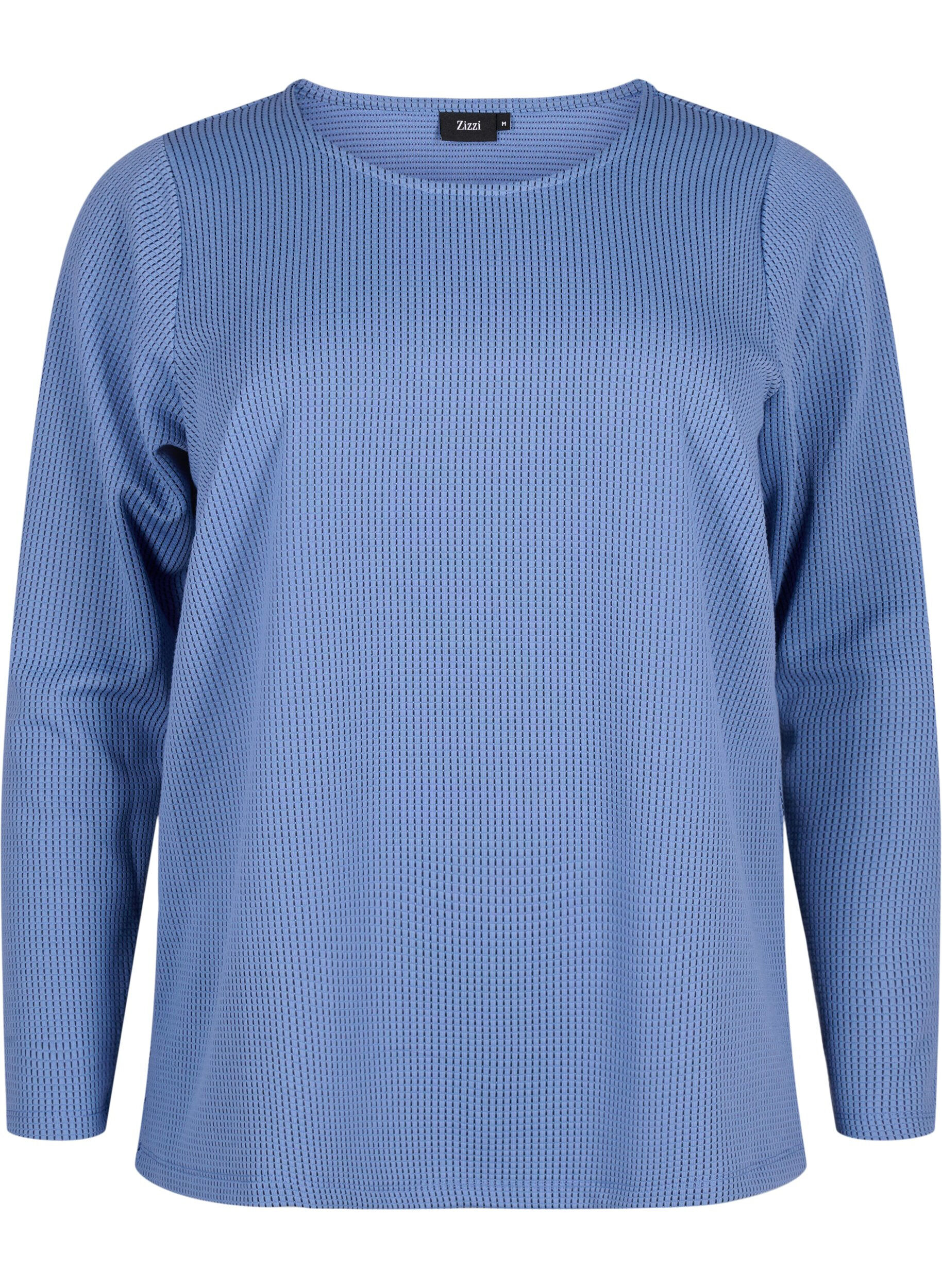 Zizzi A-formet bluse med tekstur, Quiet Harbor, Packshot image number 0