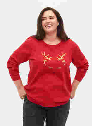 Jule sweatshirt, Tango Red Deer, Model