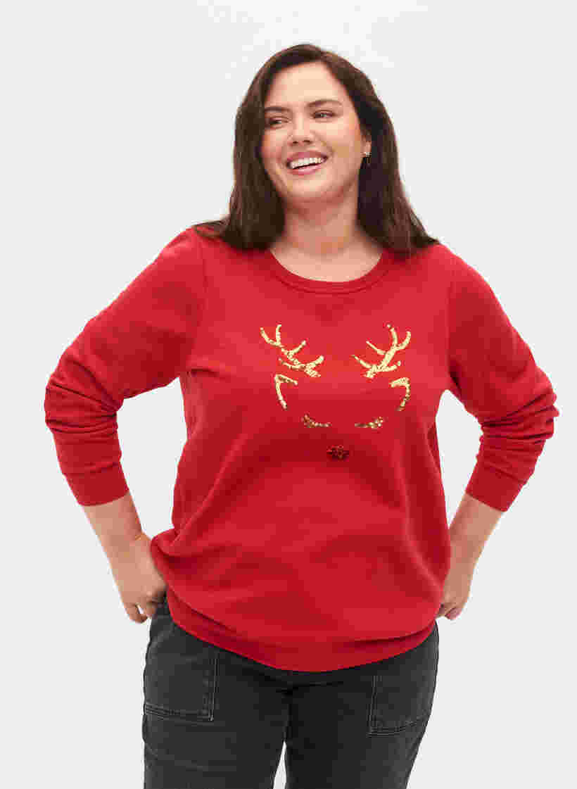Jule sweatshirt, Tango Red Deer, Model image number 0