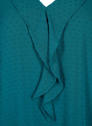 Bluse med flæser og prikket tekstur, Shaded Spruce, Packshot image number 2