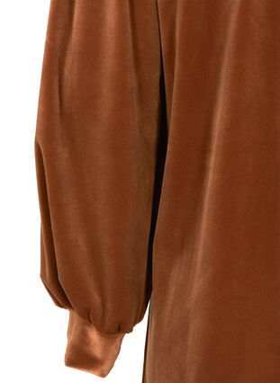 Velour kjole med lange pufærmer, Brown ASS, Packshot image number 3