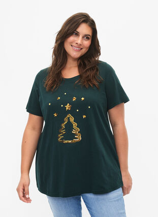 Jule t-shirt med pailletter, Scarab W.  Tree, Model image number 0