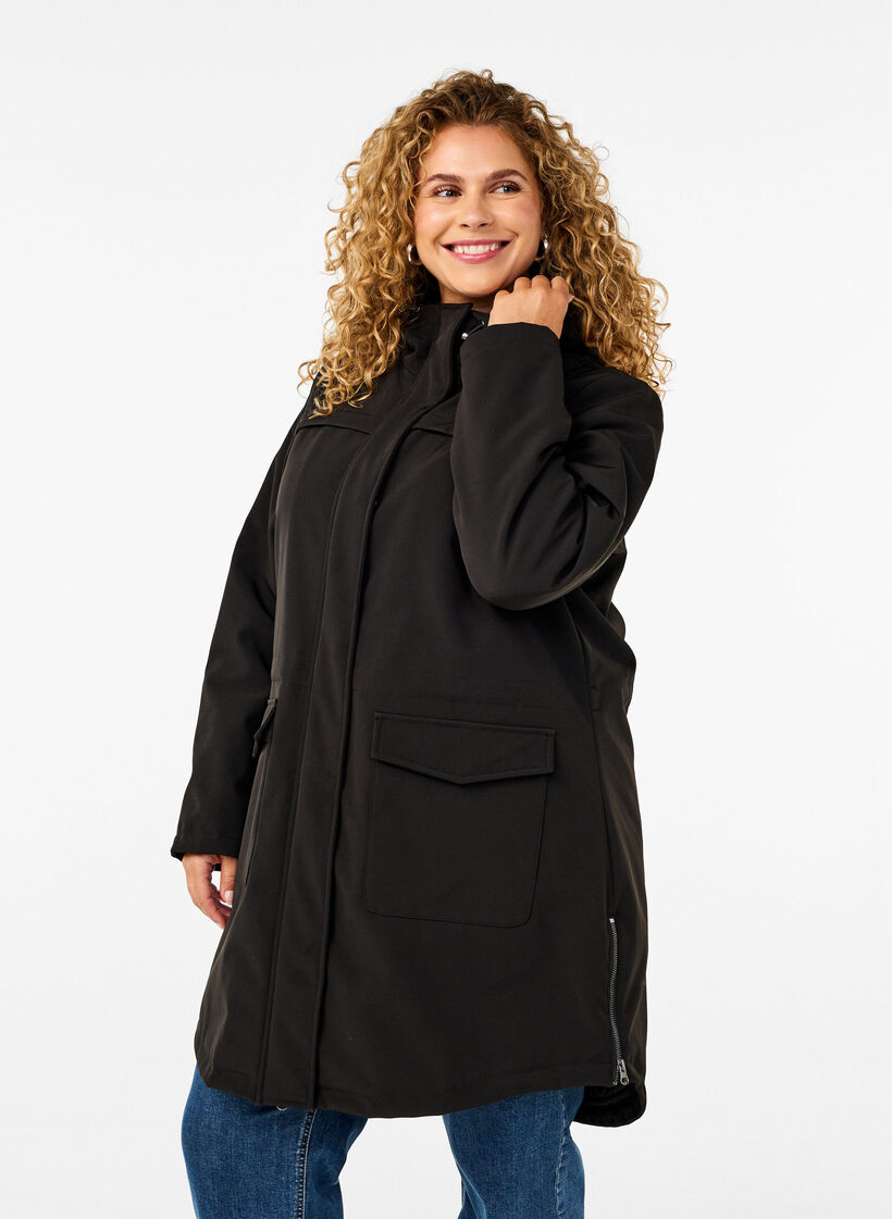 Vandafvisende softshelljakke med quiltet foer, Sort, Model image number 0