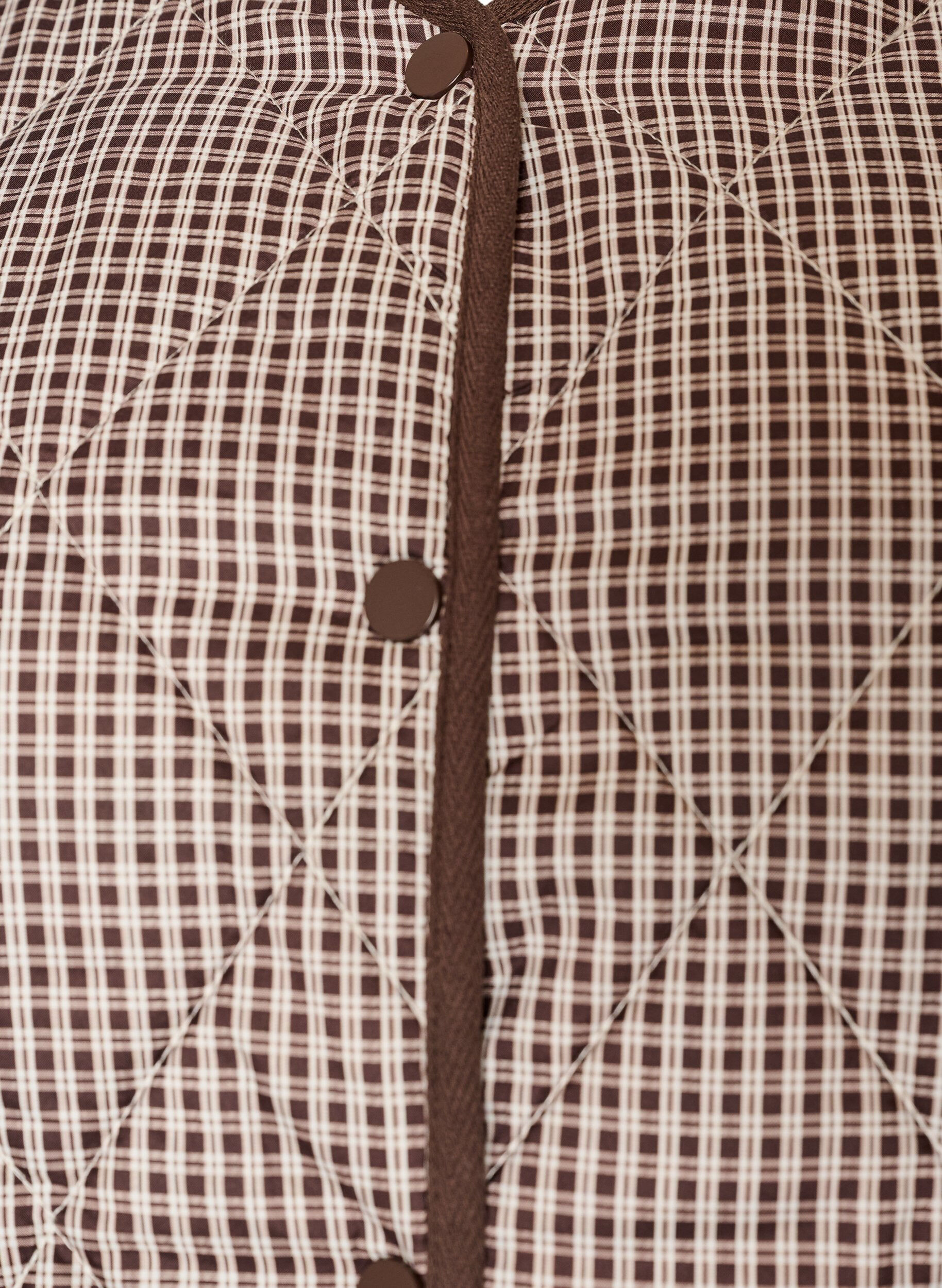 ZizziQuiltet jakke med sm&aring; tern og kontrastb&aring;nd, Brun, Packshot image number 2