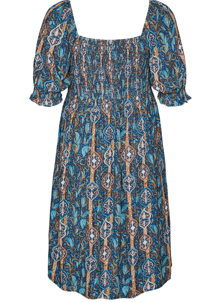 Sommerkjole i viskose med paisleyprint, Bl&aring;, Packshot image number 1