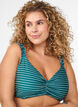 Stribet bikinitop med udtagelig vattering, Grøn, Model image number 2